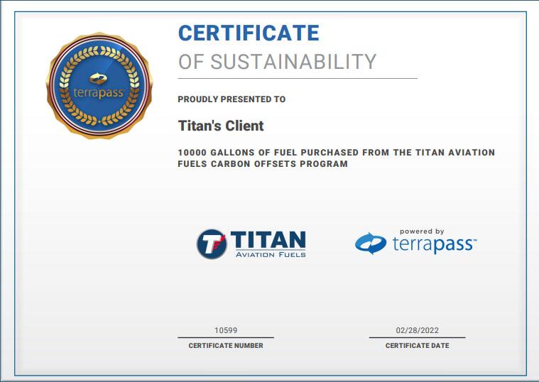 Certificate of Sustainability